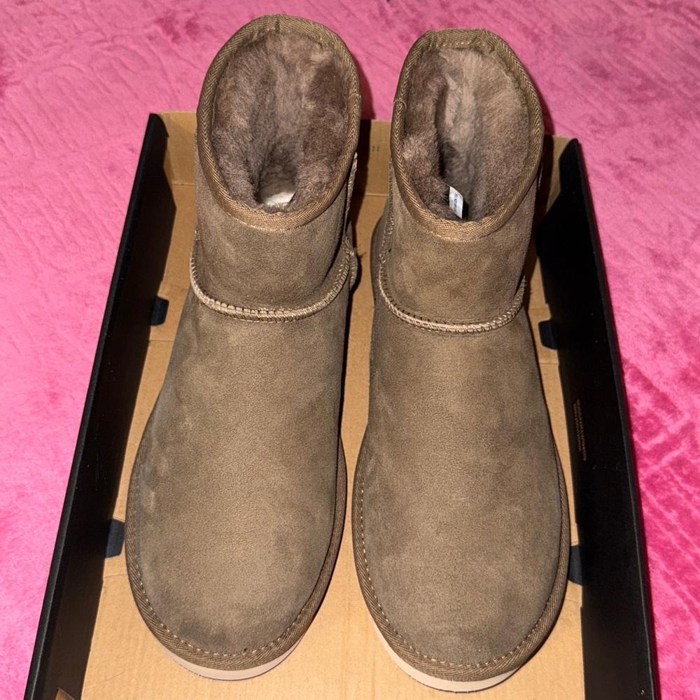 UGG Tan Suede Boots with Fur Lining